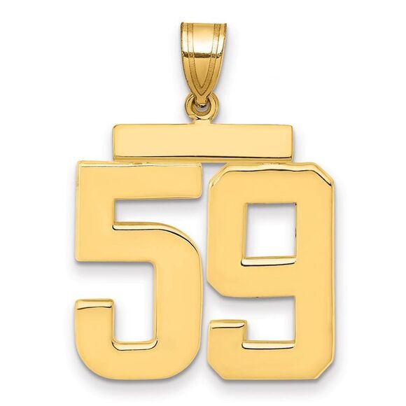 14k Yellow Gold Athletic Collection Large Polished Number 59 Pendant